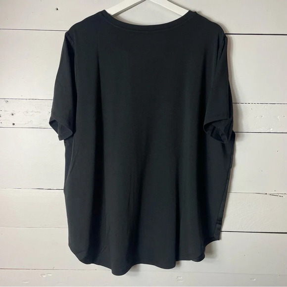 J Jason Wu Women's Top Short Sleeve Mixed Media Hi-Lo Hem Tee in Black Size XL - Picture 3 of 6